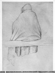 Monk seated on a bench, seen from behind, from the The Vallardi Album (pen & ink on paper) (b/w photo) | Obraz na stenu
