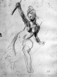 Female Nude, study for Liberty Leading the People (pencil on paper) (b/w photo) | Obraz na stenu