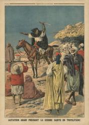 Arab agitator preaching the Holy War in Tripolitania, illustration from 'Le Petit Journal', supplement illustre, 19th November 1911 (colour litho) | Obraz na stenu