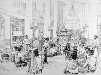 The Viceroy of India in Burmah: Burmese Ladies Taking Tea with Lady Dufferin in the Palace at Mandalay, from 'The Illustrated London News', 4th March 1886 (engraving) | Obraz na stenu