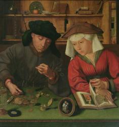 The Money Lender and his Wife, 1514 (oil on panel) | Obraz na stenu