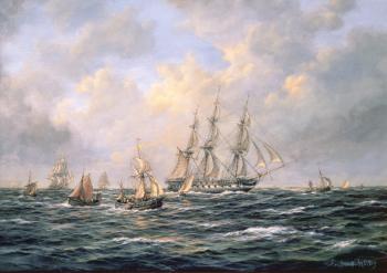 Convoy of East Indiamen amid Fishing Boats | Obraz na stenu