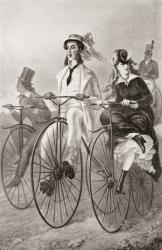 Two cyclists on Penny Farthing bicycles in the 19th century. From Illustrierte Sittengeschichte vom Mittelalter bis zur Gegenwart by Eduard Fuchs, published 1909. | Obraz na stenu