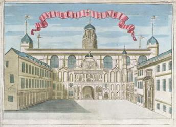 Guildhall, from 'A Book of the Prospects of the Remarkable Places in and about the City of London', c.1700 (coloured engraving) | Obraz na stenu