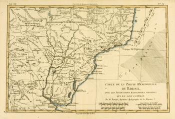 Southern Brazil, from 'Atlas de Toutes les Parties Connues du Globe Terrestre' by Guillaume Raynal (1713-96), published J L Pellet, Geneva, 1780 (coloured engraving) | Obraz na stenu