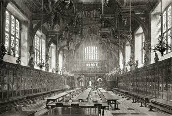 The Great Hall of the Middle Temple, from 'London Pictures: Drawn with Pen and Pencil', by Rev. Richard Lovett, published 1890 (litho) | Obraz na stenu