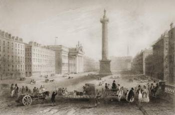 Sackville Street (now O'Connell Street), Dublin, from 'Scenery and Antiquities of Ireland' by George Virtue, 1860s (engraving) | Obraz na stenu