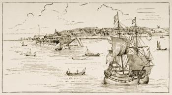 New York in 1673, from 'American Pictures' published by the Religious Tract Society, 1876 (engraving) | Obraz na stenu