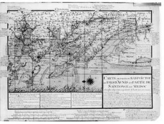 Atlas 131 F fol.2 Map of Bas Poitou, Pays d'Aunis, Saintonge and Medoc, from 'Recueil des Plans de Saintonge' (pen & ink and w/c on paper) (b/w photo) | Obraz na stenu