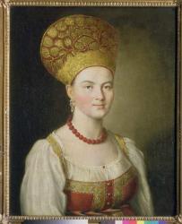 Peasant Woman in Russian Costume, 1784 (oil on canvas) | Obraz na stenu