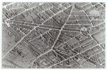 Plan of Paris, known as the 'Plan de Turgot', engraved by Claude Lucas, 1734-39 (engraving) (b/w photo) (detail) | Obraz na stenu