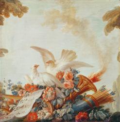 Salon of the Print-maker Gilles Demarteau, above the door: doves and sheet music, c.1750-65 (oil on canvas) | Obraz na stenu