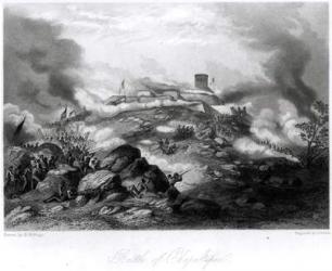 The Battle of Chapultepec, 1847, engraved by J. Duthie (engraving) (b&w photo) | Obraz na stenu
