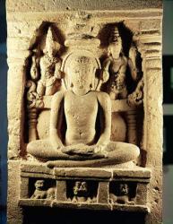 Relief depicting Tirthankara Mahavira (599-527 BC) in meditation, from Danavulapadu (stone) | Obraz na stenu