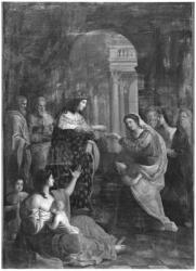 St. Louis (1214-70) distributing alms (oil on canvas) (b/w photo) | Obraz na stenu
