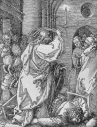 Christ expelling the moneychangers from the temple, from the 'Small Passion' series, pub.1511 (woodcut) (detail of 78015) | Obraz na stenu