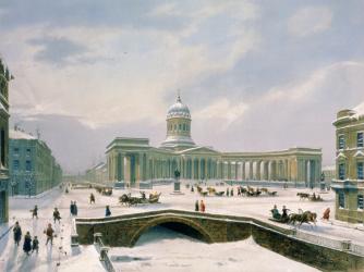 Kazan Cathedral, St. Petersburg, printed by Lemercier, Paris, 1840s (colour litho) | Obraz na stenu