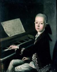 Portrait of Carl Graf Firmian at the piano, formerly thought to be Wolfgang Amadeus Mozart (1756-91) | Obraz na stenu