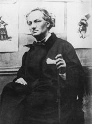 Charles Baudelaire (1821-67) with Engravings, c.1863 (b/w photo) | Obraz na stenu