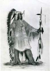 Mato-Tope, second chief of the Mandan people, c.1833 (b/w litho) | Obraz na stenu