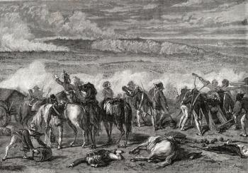 The Battle of Jemappes, 6 November 1792, engraved by Alexandre Hurel (engraving) | Obraz na stenu