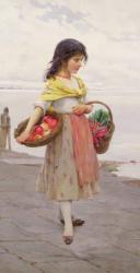Young Girl Selling Fruits and Vegetables | Obraz na stenu