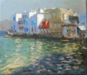Little Venice, Mykonos (oil on canvas) | Obraz na stenu