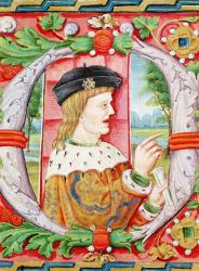Manuel I (1469-1521) 'The Fortunate', King of Portugal, from 'Lettura Nova' by Alem Duoro, 1513 (vellum) | Obraz na stenu