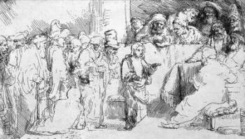 Jesus Christ among the Doctors (etching) (b/w photo) | Obraz na stenu