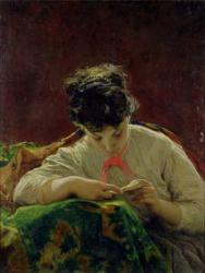 Young Woman Reading (oil on canvas) | Obraz na stenu