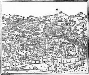 View of Rome, from 'Supplementum chronicarum', edition published in 1490 (woodcut) | Obraz na stenu