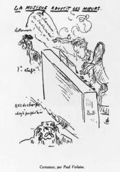 'La Musique adoucit les moeurs', Arthur Rimbaud (1854-91) playing piano (pen & ink on paper) (b/w photo) | Obraz na stenu