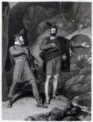 Roderick Dhu and a Clansman, 1810, from 'Lady of the Lake' by Walter Scott (1771-1832) (engraving) | Obraz na stenu