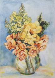 Yellow Roses and Antirrhinums, 2001, (w/c on handmade paper) | Obraz na stenu