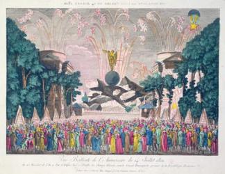 Fireworks at the Etoile, Champs-Elysees, Paris, to celebrate the anniversary of the 14th July, 1801 (coloured engraving) | Obraz na stenu