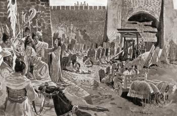 The use of deception in war. A Chinese emperor of the 2nd century BC using mannequins on his besieged city walls to deceive the enemy. Legend has it that the mannequins were dressed as beautiful women and when the wife of the invading chieftain saw them s | Obraz na stenu