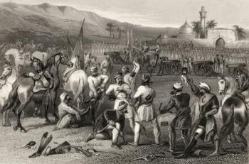 Disarming the 11th Irregular Cavalry at Berhampore in 1857, from 'The History of the Indian Mutiny' published in 1858 (engraving) | Obraz na stenu