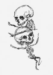 Skeletons, illustration from 'Complainte de l'Oubli et des Morts' (pen & ink on paper) (b/w photo) | Obraz na stenu