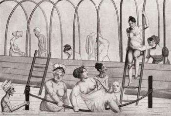 A public bath in France in the 19th century. From Illustrierte Sittengeschichte vom Mittelalter bis zur Gegenwart by Eduard Fuchs, published 1909. | Obraz na stenu