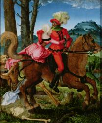 The Knight, the Young Girl and Death (oil on panel) | Obraz na stenu