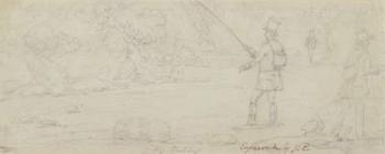 Fly Fishing (graphite on paper) | Obraz na stenu
