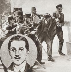 The police arresting Gavrilo Princip, 1894 -1918. From The Story of 25 Eventful Years in Pictures, published 1935. | Obraz na stenu