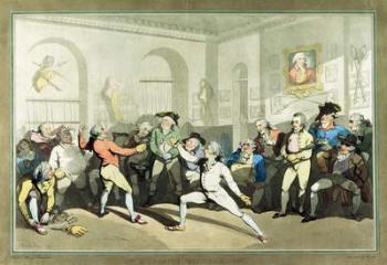 Mr H Angelo's Fencing Academy, engraved by Charles Rosenberg, 1791 (hand coloured aquatint) | Obraz na stenu