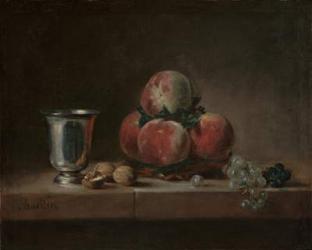 Still Life with Peaches, a Silver Goblet, Grapes, and Walnuts, c.1759-60 (oil on canvas) | Obraz na stenu