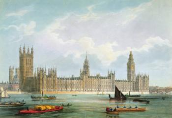 The New Houses of Parliament, engraved by Thomas Picken published by Lloyd Bros. & Co., 1852 (litho) | Obraz na stenu