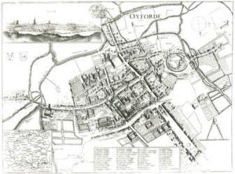 Map of Oxford, 1643 (engraving) (b/w photo) | Obraz na stenu