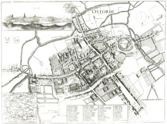 Map of Oxford, 1643 (engraving) (b/w photo) | Obraz na stenu