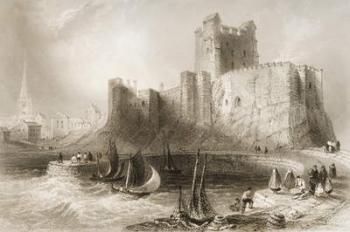 Carrickfergus Castle, County Antrim, Northern Ireland, from 'Scenery and Antiquities of Ireland' by George Virtue, 1860s (engraving) | Obraz na stenu