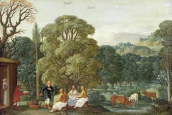 Abraham entertaining the Three Angels (oil on copper) | Obraz na stenu