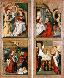 The Annunciation, the Birth of Christ, the Adoration of the Magi and the Presentation in the Temple from the Szepeshely Altarpiece, 1480-90 | Obraz na stenu